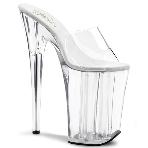 Pleaser Shoes - Pleaser Charm 901 Clear/Silver Exotic Dancer Heels Sz 9